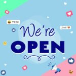 We're open free graphic - pastel